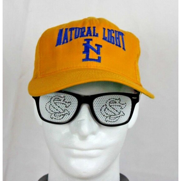 Vintage Natural Light Beer Yellow with Mesh Snapback Hat Cap --USA Made - Picture 8 of 8